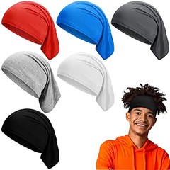 6 Pieces Unisex Spandex Dread Caps – Long Head Tube Headbands, Vivid Color