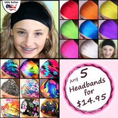 Wide Headbands Set of 5! Sports Workouts Fashion Bolder Brighter Colors Bands