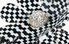 Lele Sadoughi Sunflower Harlequin Black White Check Hair Claw Clip