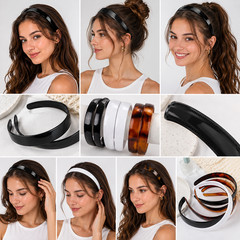 6 pcs Women Plastic Headbands Plain Color Craft Teeth Plastic DIY Headwear Lot