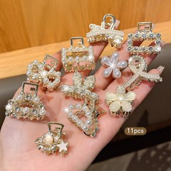 10 Pcs Rhinestone Hair Clips Small Claw Grip Hair Barrettes Bands for Women