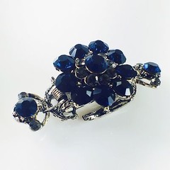 USA Hair Claw Clip Hairpin Rhinestone Crystal Vintage Barrette Simple Blue A21