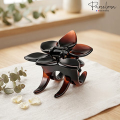 Parcelona French Clove Flower 4 Teeth Tortoise Shell Pony Holder Hair Claw