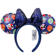 Disney-Park’s Sequin Bow Navy Minnie Ear Headband: Cartoon Patterned & Festive