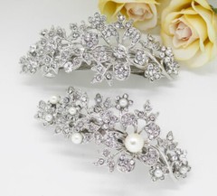 Hot USA seller beautiful silver tone rhinestone crystal hair clip barrette 3725