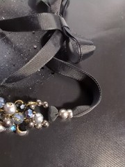 Headband BEADED Black Silver Blue Tie Back Dressy Formal Evening Gown 👗 Sparkle