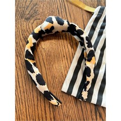 Lele Sadoughi Leopard Print Knotted Headband Black & Cream