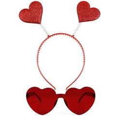 Red Sequins Heart Shaped Valentines Day Headband Boppers Party Costume Prop