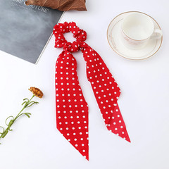 Fashion Flower Print Bow Satin Long Ribbon Ponytail Scarf Tie Scrunchies Women G