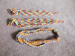 New Handmade Fairy Braid Set 2 Pony Tail Necklace Bold Pastels Thick Yarn