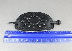 Black faux leather slide hair pin stick barrette accessory hairpin Starburst
