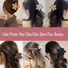 8 PCS Large Matte Hawaiian Flower Hair Claw Clips for Women Girls 8 Colors