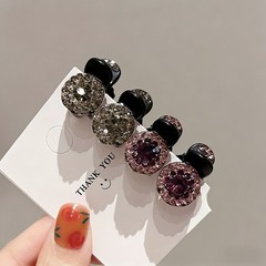 4-Pack Sparkling Rhinestone Mini Hair Clips,Cute Round Design for Bangs