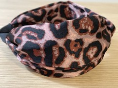Leopard Print Knot Headband Set Blush & Tan Animal Print Satin Feminine Soft