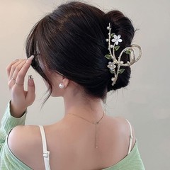 Cat Eye Flower Pearl Rhinestone Non-Slip Metal Hair Claw Clips Accessories