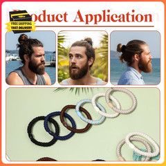 12 PCS Braided Hair Ties for Men, No Crease No Damage Elastic Bands for Curly Th
