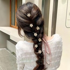Mini Flower Hair Clips, 1 Count (Pack of 12), Black, Brown, Yellow, Clear