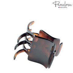 Parcelona French Square Shell Covered Spring Pony Jaw Hair Claw Clip Clamp