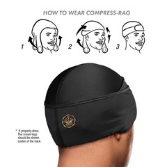 Wave Cap Spandex Compression Adjustable HookandLoop Black for 360 Waves Locs B