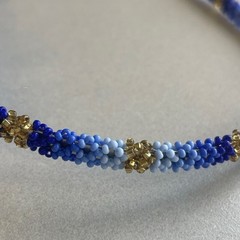 Blue Beaded Flower Headband – Women’s Accessory
