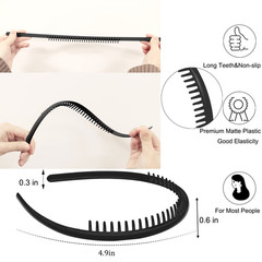 8 PCS Non Slip Fashion Effortless Plastic Headbands with Teeth Comb Skinny Hair