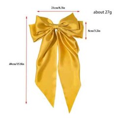 11 Solid Color Satin Ribbon Big Bows Hairpin Spring Clips Hair Accessories for