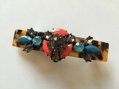 New 2014 Vintage Anthropologie Jeweled Tortoise Barrette Clip
