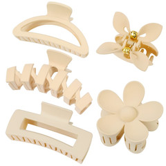 5 Pack Large Hair Clips for Thick Hair – Neutral Matte Claw Clips 3.4-4.3 Inch,