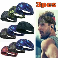 3X Mens Women Sweat Sweatband Headband Yoga Gym Running Stretch Sports Head Band