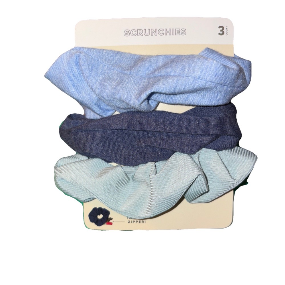 3-Pack Hidden Pocket Zipper Scrunchies Hair Tie Bracelet Travel Storage New