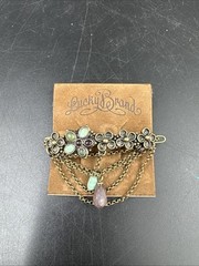 LUCKY BRAND Floral Flowers Barrette Hair Pin Clip Gold/ Bronze Color Dangle