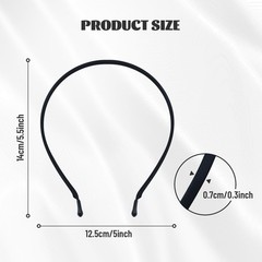 20 Pack Black Satin Cloth Fabric Covered Thin Metal Headbands DIY Crafting Pl…