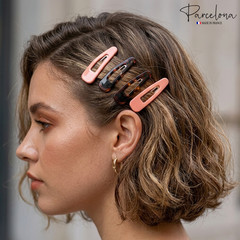 Parcelona French Mini Set of 4 Small 1.25″ Celluloid Snap Hair Pins for Women
