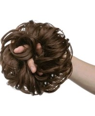 natural black elastic hair tie messy hair bun Pony Fastener synthetic hair