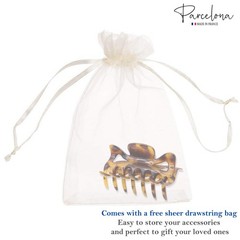 Parcelona French Classic 3″ Medium Celluloid Covered Spring Hair Claw Clip