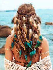 Boho Feather Headband Gypsy Headpiece Hippie Feather Headdress Hippie Accessorie