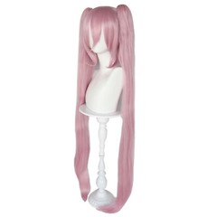 Two Piece 40 inch Long Pink Clip In teased hair cosplay costume stage ponytail