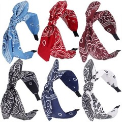 Bandana Headband for Women Knotted Bow Headbands for Women Paisley Headband C…