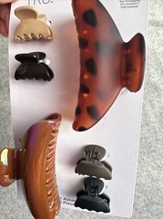 New Time And Tru Hair Claw Clip Lot of 2 Sets Lg Sm Brown Beige Black Classic
