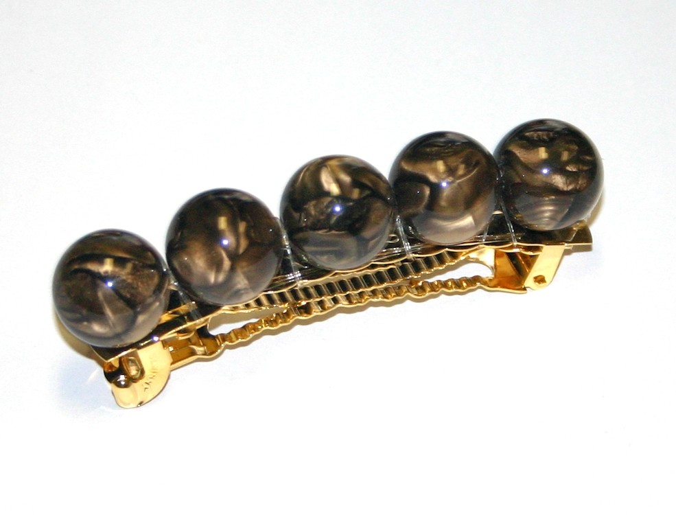 Women Large Beaded Ball Barrette Hair Clip Sun Violet Winny Daido Made in Japan