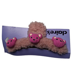 Claires Hair Claw Clip Barrette Pink Fuzzy Fleece Teddy Bears Kawaii NEW