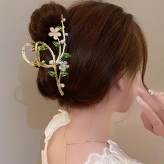 Cat Eye Flower Pearl Rhinestone Non-Slip Metal Hair Claw Clips Accessories