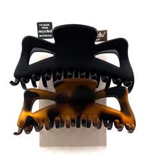 Kitsch Jumbo Classic Claw Hair Clips, Matte Black & Tortoise – 2 Count