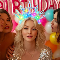 Light up Headband Happy Birthday Headbands LED Hair Accessories for Women