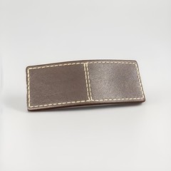 Coach Womens Brown Stitched Leather Hair Barrette Rectangular 3.5″ Made France