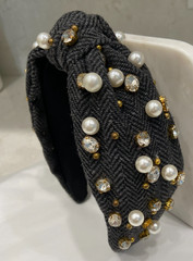 Chunky Headbands Lot 5 Full Rhinestones Clear/ Colored Pearl Lace Accents Bridal