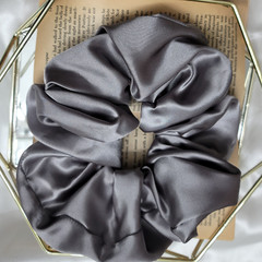 Dark Gray Silk Scrunchie Xl