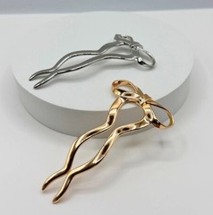 Gold & Silver Tone Bow Metal Hair Pin Solid Pattern for Women Teens Unisex