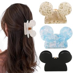 3Pcs Mouse Head Hair Clips, BENOSPACE Acrylic 1 Count (Pack of 1), colorful