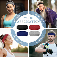 4 Pack Headbands for Men, Sweat Bands Headbands Men & Women, Cotton Terry Sweat